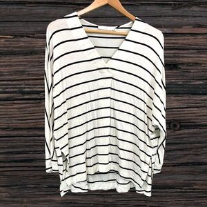 Lush White and Black Boxy Blouse